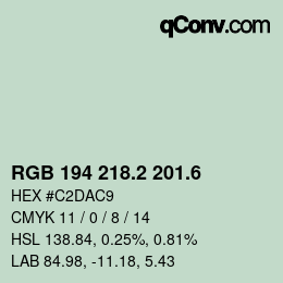 カラーコード: RGB 194 218.2 201.6 | qconv.com
