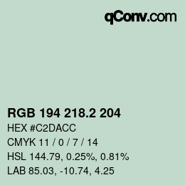 カラーコード: RGB 194 218.2 204 | qconv.com