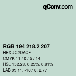 カラーコード: RGB 194 218.2 207 | qconv.com