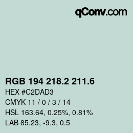 カラーコード: RGB 194 218.2 211.6 | qconv.com