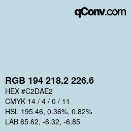 カラーコード: RGB 194 218.2 226.6 | qconv.com