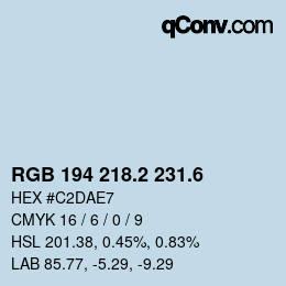 カラーコード: RGB 194 218.2 231.6 | qconv.com