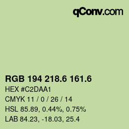 カラーコード: RGB 194 218.6 161.6 | qconv.com