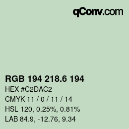カラーコード: RGB 194 218.6 194 | qconv.com