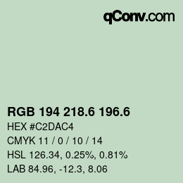 カラーコード: RGB 194 218.6 196.6 | qconv.com