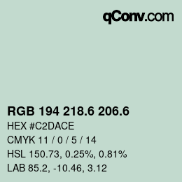 カラーコード: RGB 194 218.6 206.6 | qconv.com