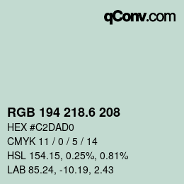 カラーコード: RGB 194 218.6 208 | qconv.com