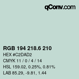 カラーコード: RGB 194 218.6 210 | qconv.com