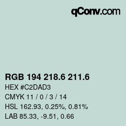 カラーコード: RGB 194 218.6 211.6 | qconv.com