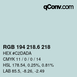 カラーコード: RGB 194 218.6 218 | qconv.com