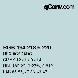 カラーコード: RGB 194 218.6 220 | qconv.com