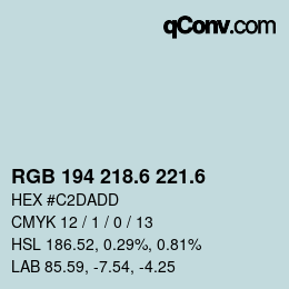カラーコード: RGB 194 218.6 221.6 | qconv.com