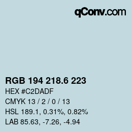 カラーコード: RGB 194 218.6 223 | qconv.com