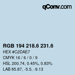 カラーコード: RGB 194 218.6 231.6 | qconv.com
