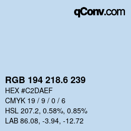 カラーコード: RGB 194 218.6 239 | qconv.com