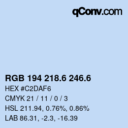 カラーコード: RGB 194 218.6 246.6 | qconv.com