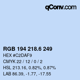 カラーコード: RGB 194 218.6 249 | qconv.com