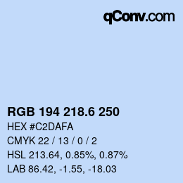 カラーコード: RGB 194 218.6 250 | qconv.com