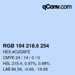 カラーコード: RGB 194 218.6 254 | qconv.com
