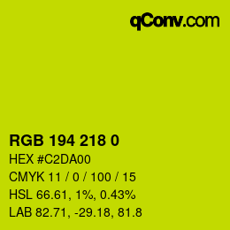 カラーコード: RGB 194 218 0 | qconv.com