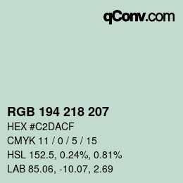 Color code: RGB 194 218 207 | qconv.com