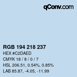 Color code: RGB 194 218 237 | qconv.com