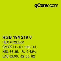 Color code: RGB 194 219 0 | qconv.com