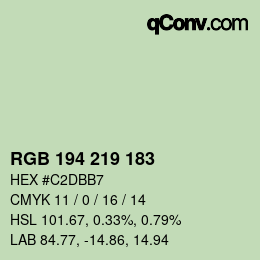 Color code: RGB 194 219 183 | qconv.com