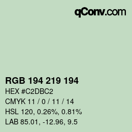 Color code: RGB 194 219 194 | qconv.com