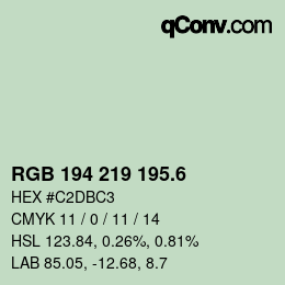 カラーコード: RGB 194 219 195.6 | qconv.com