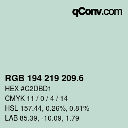 カラーコード: RGB 194 219 209.6 | qconv.com