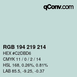 Color code: RGB 194 219 214 | qconv.com