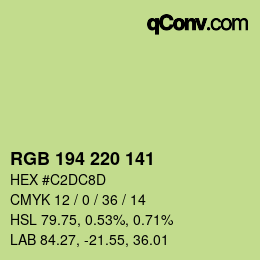 Color code: RGB 194 220 141 | qconv.com