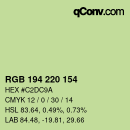 Color code: RGB 194 220 154 | qconv.com