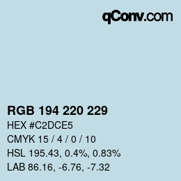 Color code: RGB 194 220 229 | qconv.com