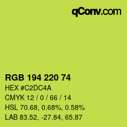 Color code: RGB 194 220 74 | qconv.com