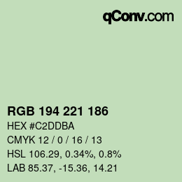 Color code: RGB 194 221 186 | qconv.com