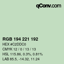 Color code: RGB 194 221 192 | qconv.com