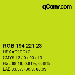 カラーコード: RGB 194 221 23 | qconv.com