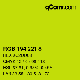 カラーコード: RGB 194 221 8 | qconv.com