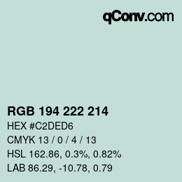 Farbcode: RGB 194 222 214 | qconv.com