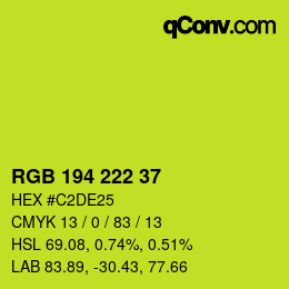 Color code: RGB 194 222 37 | qconv.com