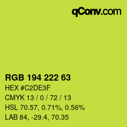 Color code: RGB 194 222 63 | qconv.com