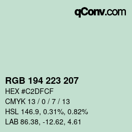 Color code: RGB 194 223 207 | qconv.com