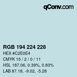 Color code: RGB 194 224 228 | qconv.com