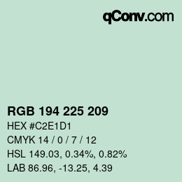 Color code: RGB 194 225 209 | qconv.com