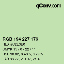 Código de color: RGB 194 227 176 | qconv.com