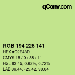カラーコード: RGB 194 228 141 | qconv.com