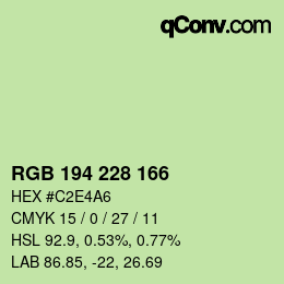 カラーコード: RGB 194 228 166 | qconv.com