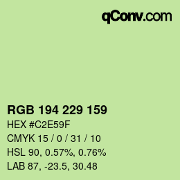 颜色代码: RGB 194 229 159 | qconv.com